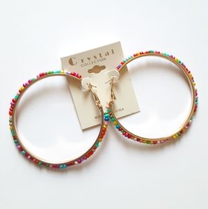 Crystal Collection Multi Color Beaded Hoop Earring